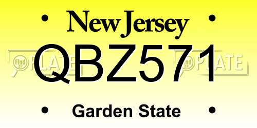 QBZ571 New Jersey License Plate