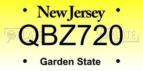 QBZ720 New Jersey License Plate