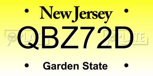 QBZ72D New Jersey License Plate