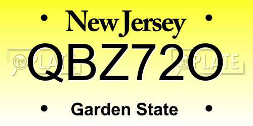 QBZ72O New Jersey License Plate