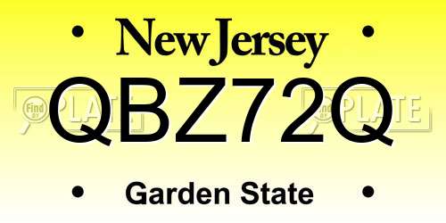QBZ72Q New Jersey License Plate