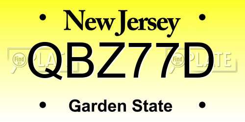 QBZ77D New Jersey License Plate