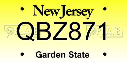 QBZ871 New Jersey License Plate