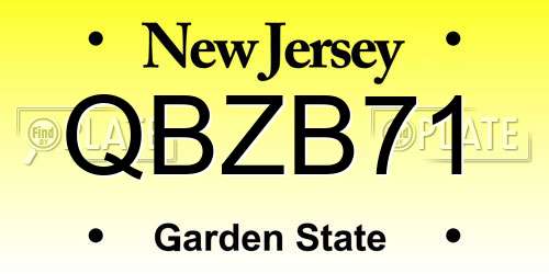 QBZB71 New Jersey License Plate