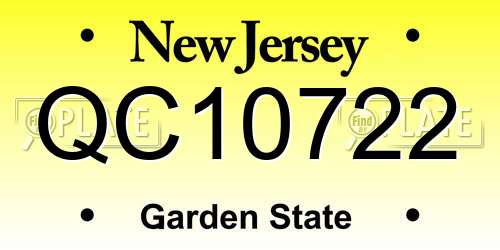 QC10722 New Jersey License Plate