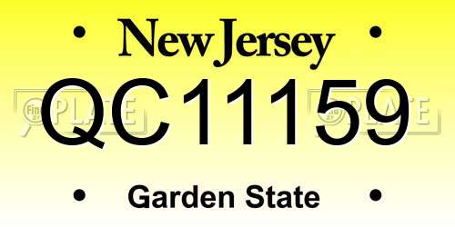 QC11159 New Jersey License Plate