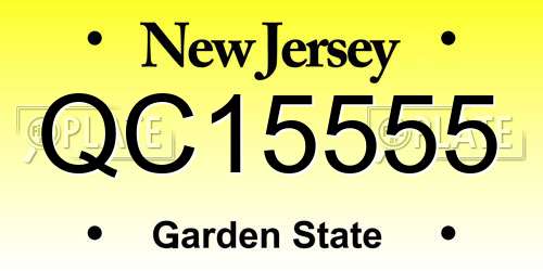 QC15555 New Jersey License Plate