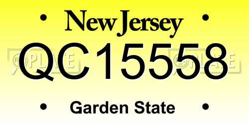 QC15558 New Jersey License Plate
