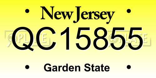 QC15855 New Jersey License Plate