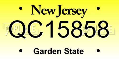 QC15858 New Jersey License Plate
