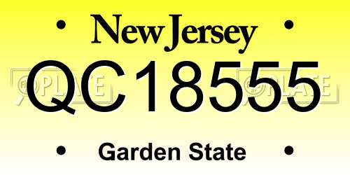 QC18555 New Jersey License Plate