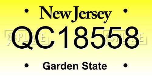 QC18558 New Jersey License Plate