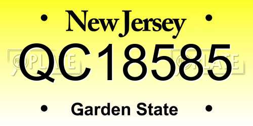 QC18585 New Jersey License Plate