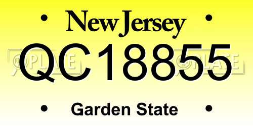 QC18855 New Jersey License Plate