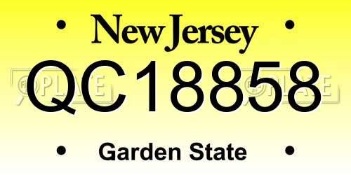 QC18858 New Jersey License Plate