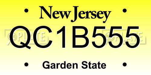 QC1B555 New Jersey License Plate