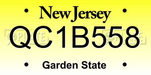 QC1B558 New Jersey License Plate