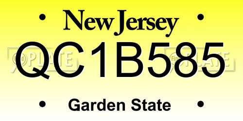 QC1B585 New Jersey License Plate