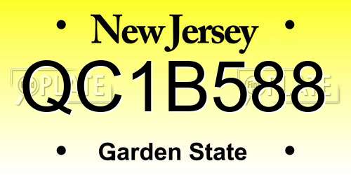 QC1B588 New Jersey License Plate
