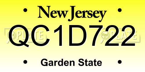 QC1D722 New Jersey License Plate