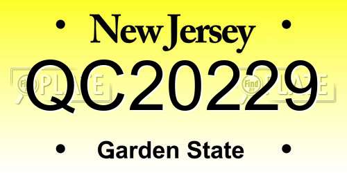 QC20229 New Jersey License Plate