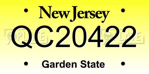 QC20422 New Jersey License Plate