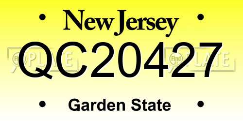 QC20427 New Jersey License Plate