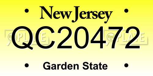 QC20472 New Jersey License Plate