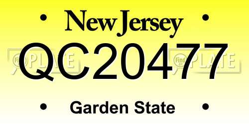 QC20477 New Jersey License Plate