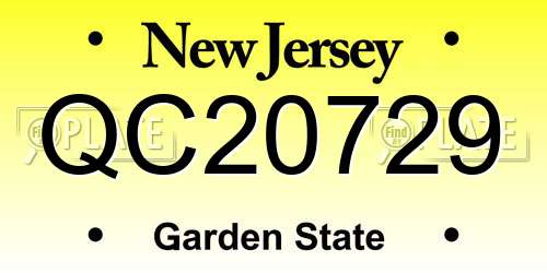QC20729 New Jersey License Plate