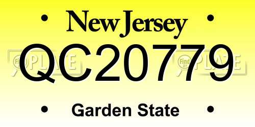 QC20779 New Jersey License Plate