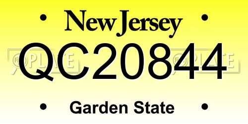 QC20844 New Jersey License Plate