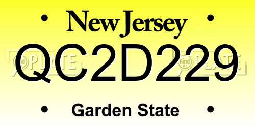 QC2D229 New Jersey License Plate