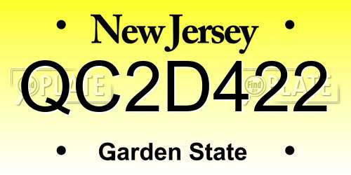 QC2D422 New Jersey License Plate