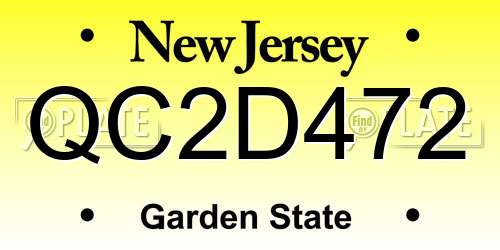 QC2D472 New Jersey License Plate