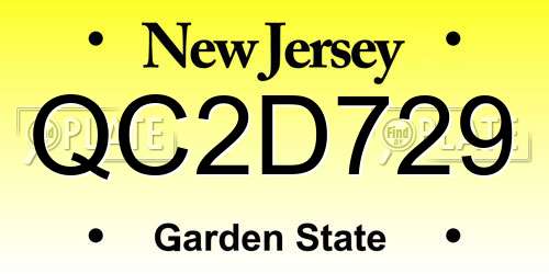 QC2D729 New Jersey License Plate