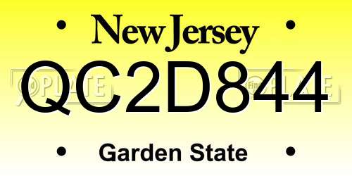 QC2D844 New Jersey License Plate