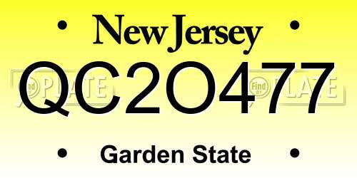 QC2O477 New Jersey License Plate