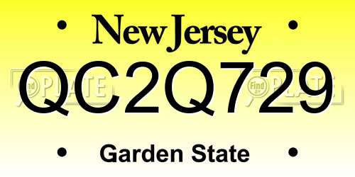 QC2Q729 New Jersey License Plate