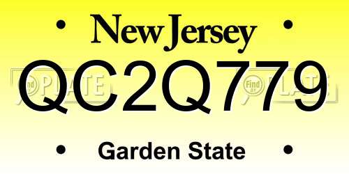 QC2Q779 New Jersey License Plate