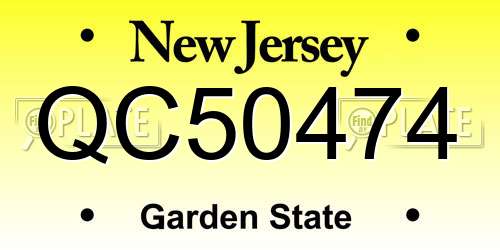 QC50474 New Jersey License Plate
