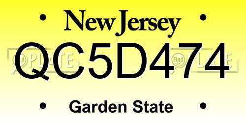 QC5D474 New Jersey License Plate