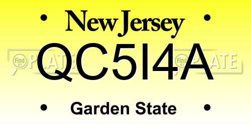 QC5I4A New Jersey License Plate