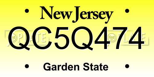 QC5Q474 New Jersey License Plate