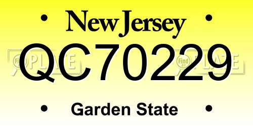 QC70229 New Jersey License Plate