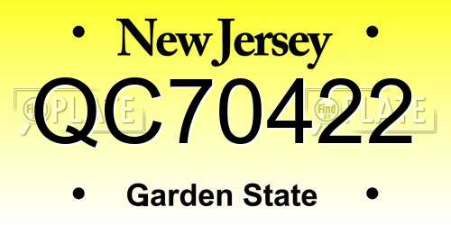 QC70422 New Jersey License Plate