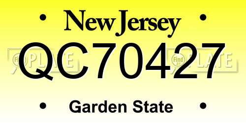 QC70427 New Jersey License Plate