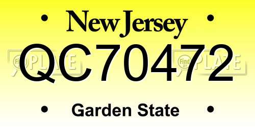 QC70472 New Jersey License Plate