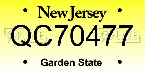QC70477 New Jersey License Plate