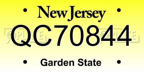 QC70844 New Jersey License Plate